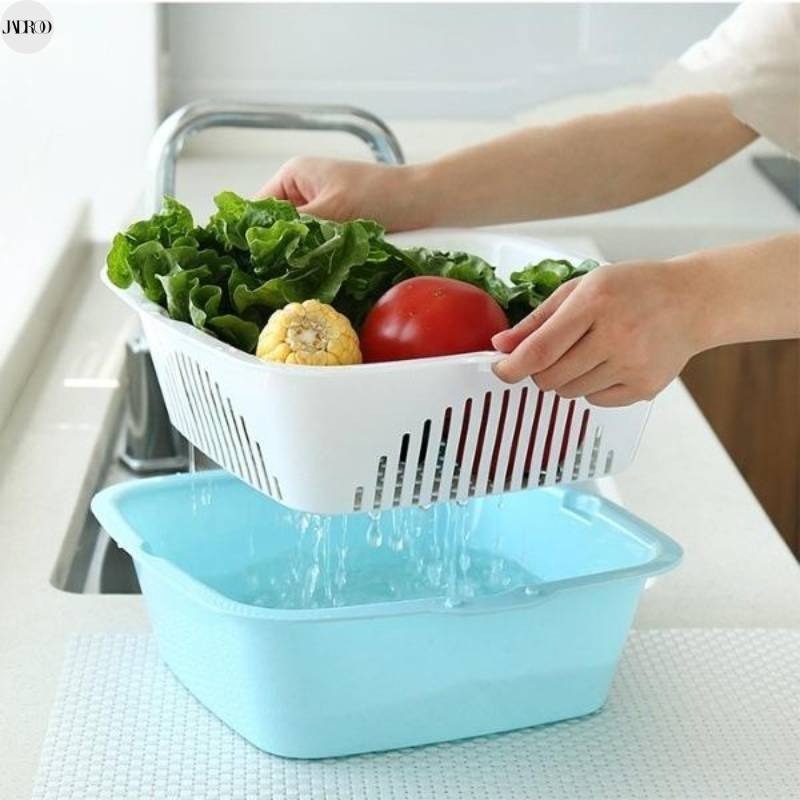 Plastic Washing Bowl and Strainer Drain Basket for Fruit Vegetable
